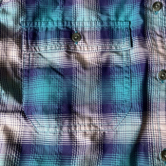 Eddie Bauer Blouse Sz 2XL Classic Fit Long Sleeve SPF50 Button Down Plaid Blue - Picture 3 of 6